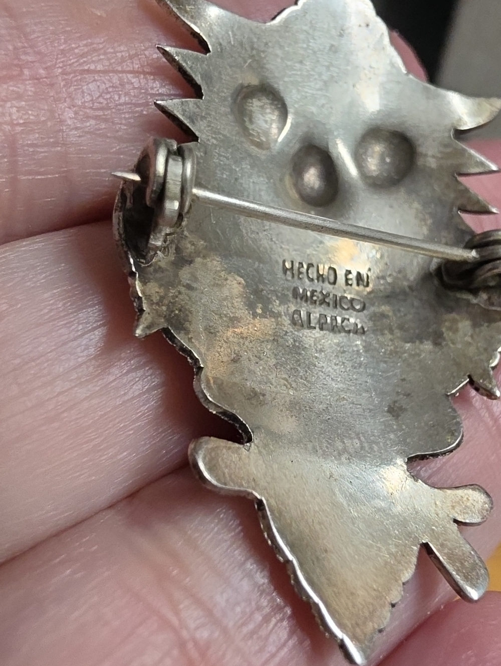 Vintage Alpaca Silver Owl Hecho En Mexico Folk Art Brooch - Picture 3 of 4